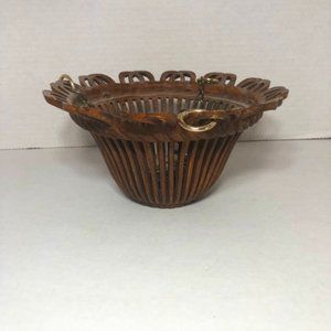 Vintage hanging faux wooden planter